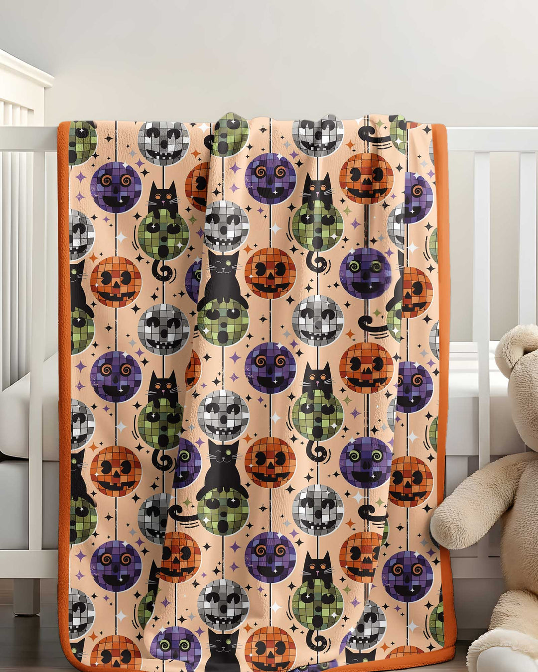 Groovy Halloween Disco Cat Bamboo Blanket