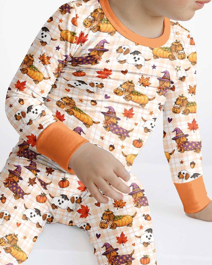 Spooky Dachshund Bamboo Two Piece Long Sleeve Pajama Set