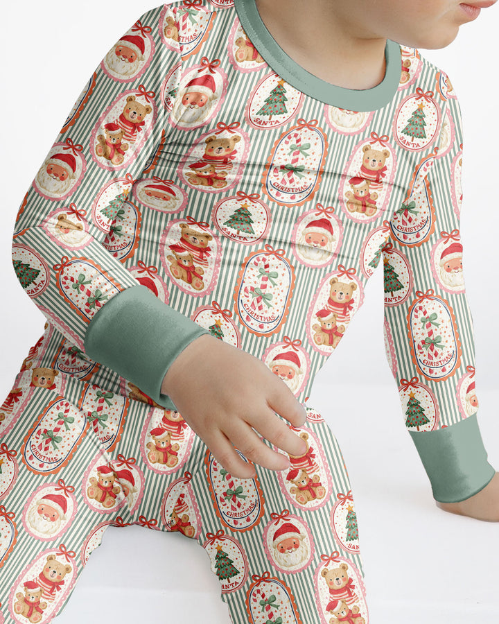 Vintage Christmas Keepsakes Bamboo Two Piece Long Sleeve Pajama Set