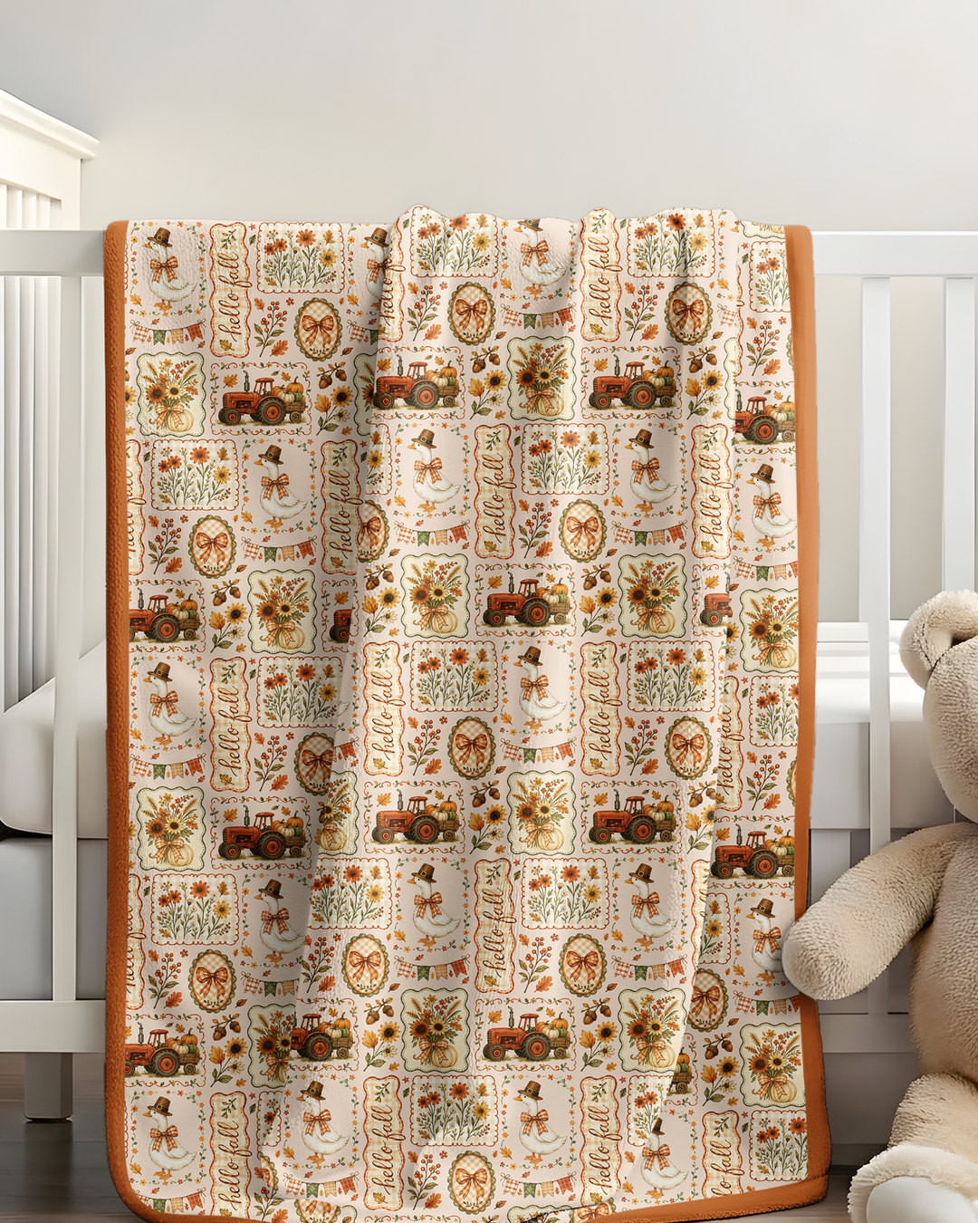 Farmhouse Fall Goose Family Matching Bamboo Blanket