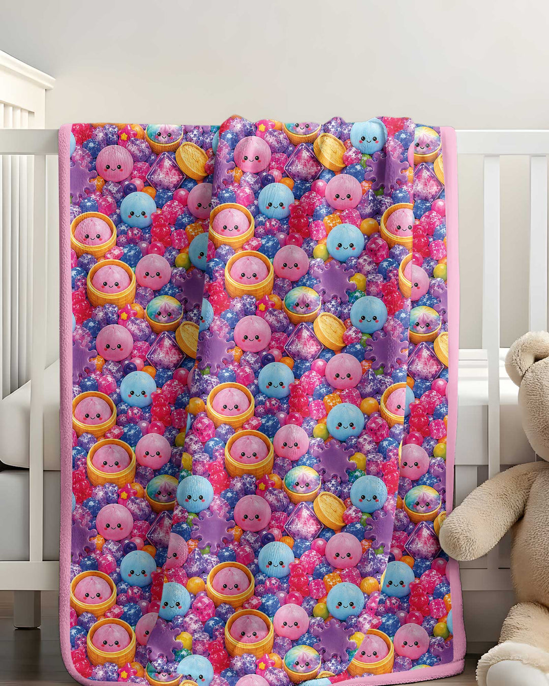 Rainbow Glitter Dumplings Bamboo Blanket