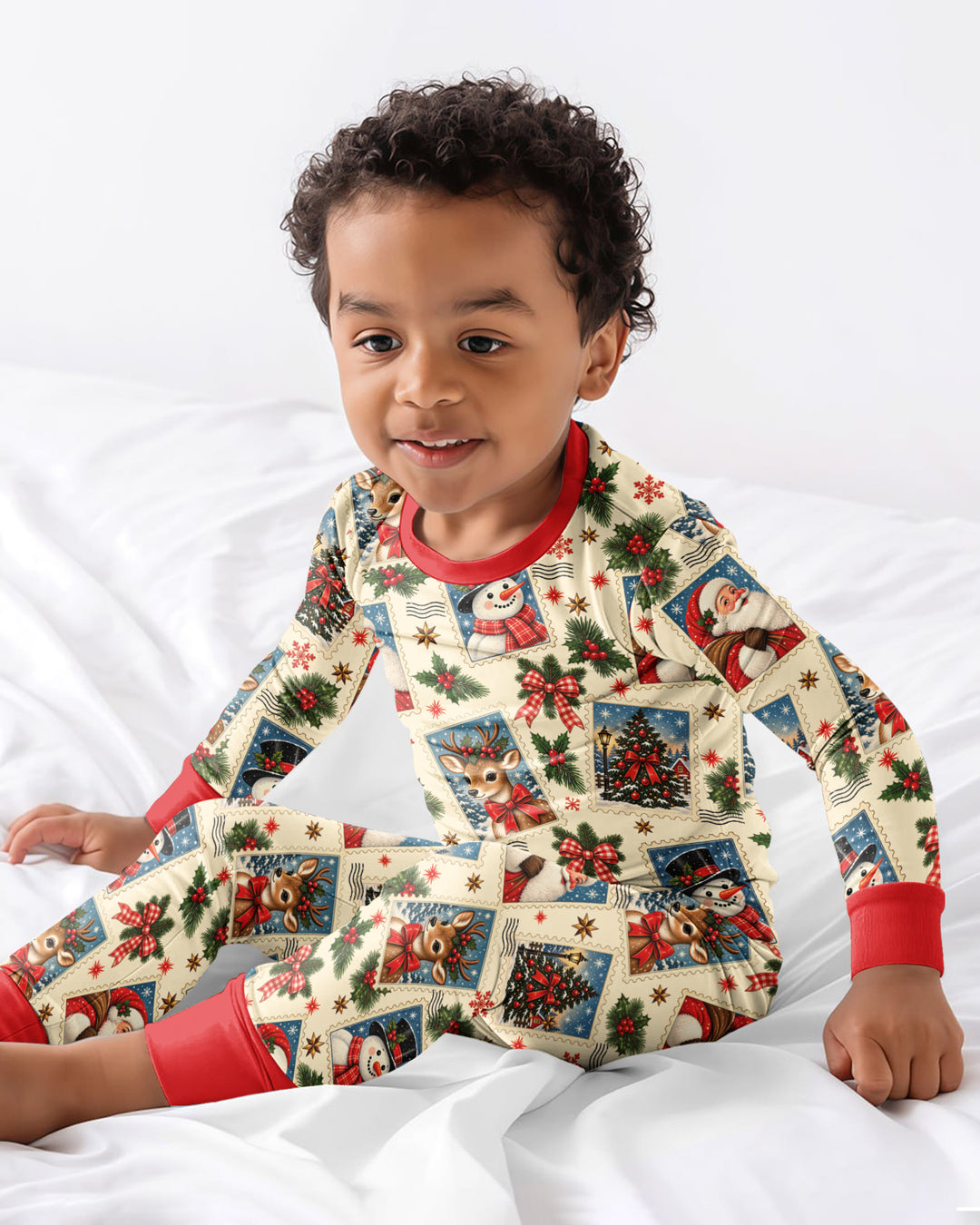 Holly Jolly Stamps Bamboo Two Piece Long Sleeve Pajama Set