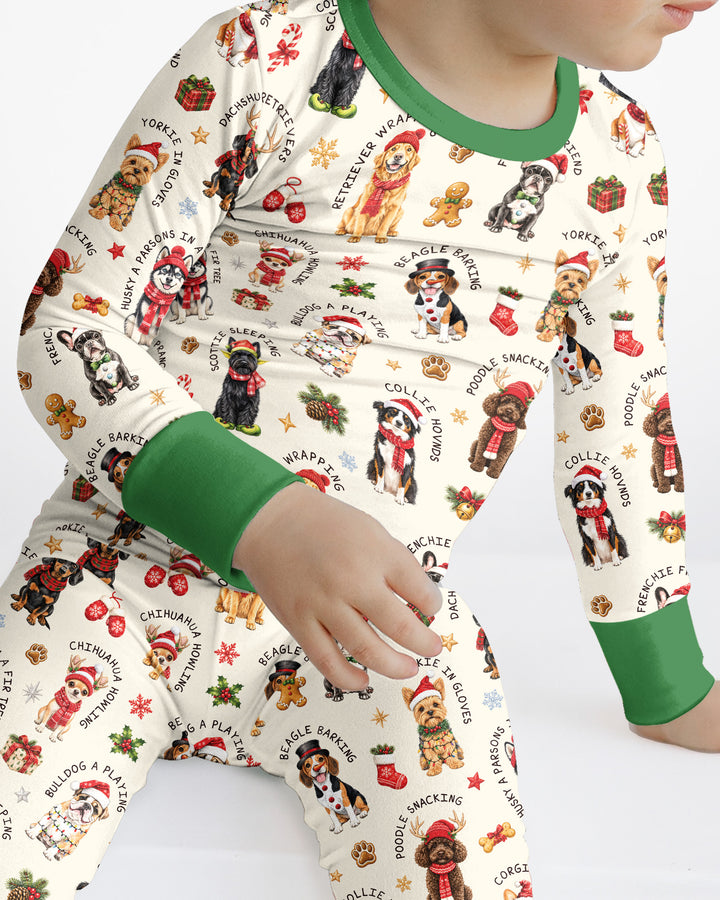 The 12 Dogs Of Christmas Bamboo Two Piece Long Sleeve Pajama Set