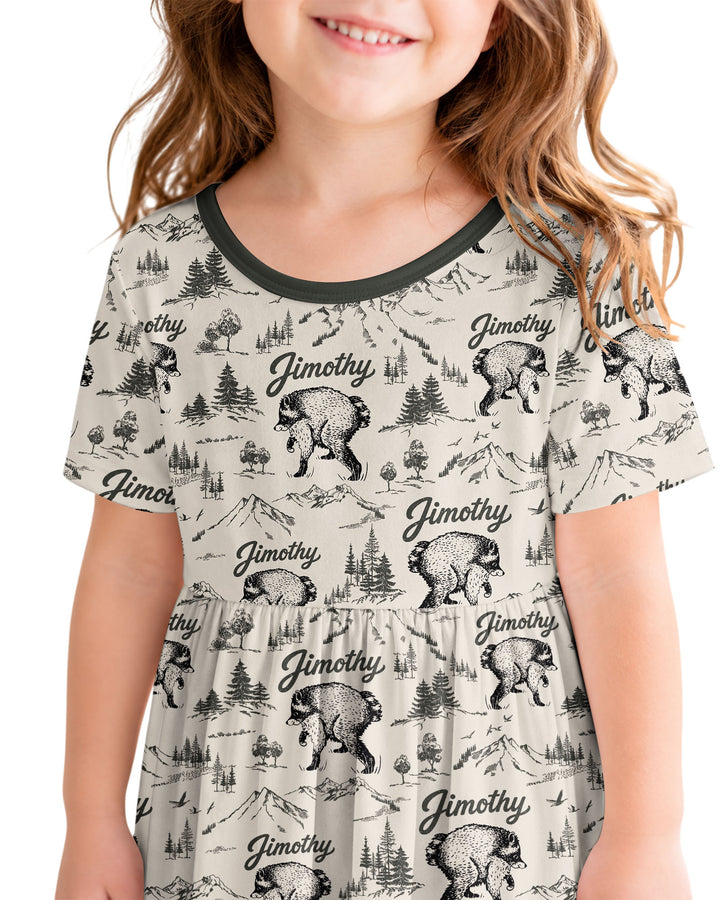 Vintage Jimothy Racoon Family Matching Bamboo Twirl Dress