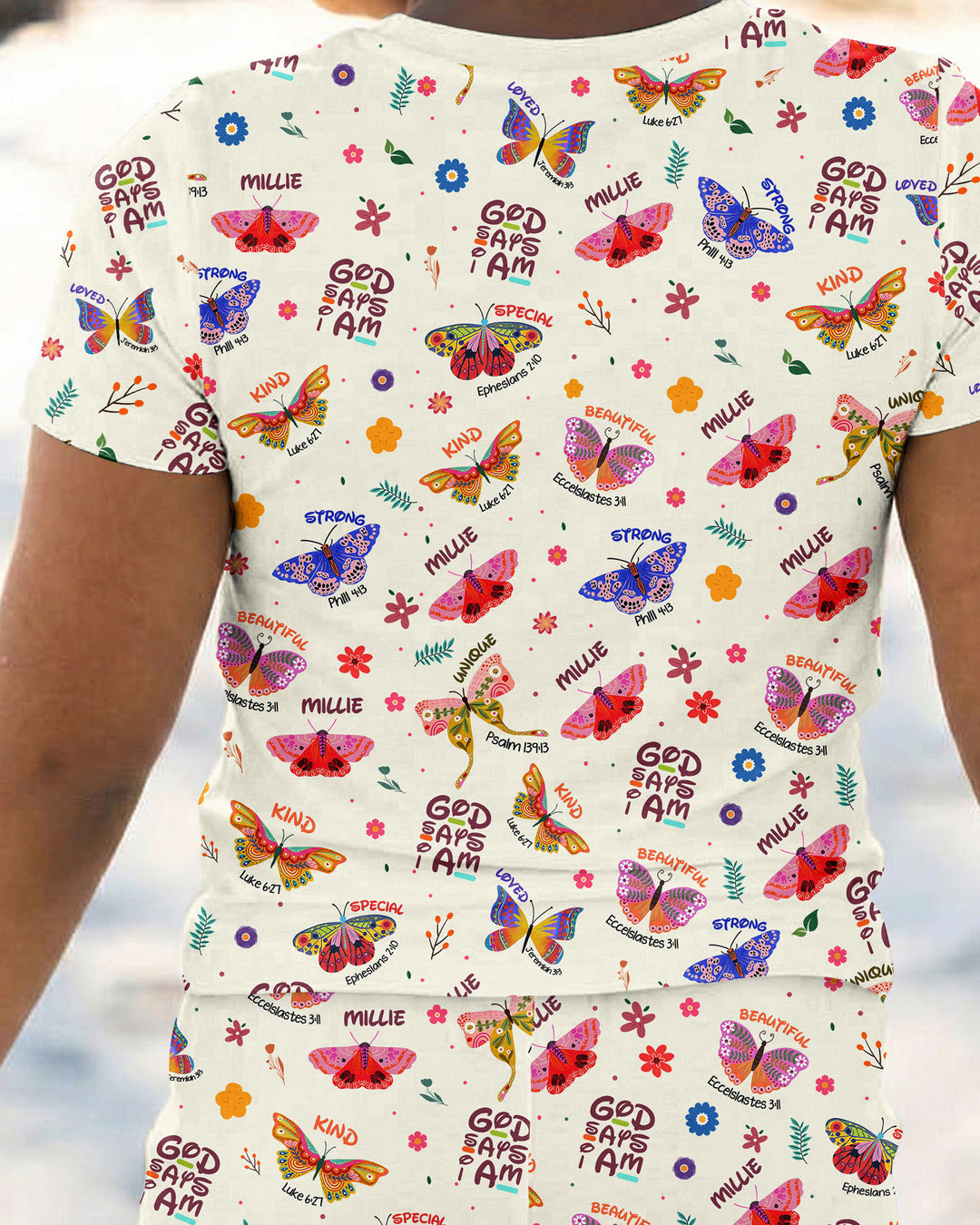 Custom Name God says I am Butterfly Bamboo Two Piece Short Sleeve Pyjamas Set