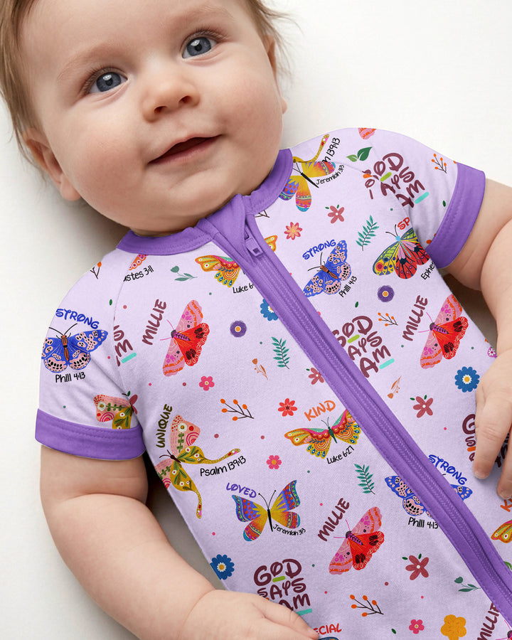 Custom Name God says I am Butterfly Bamboo Shorty Zippy