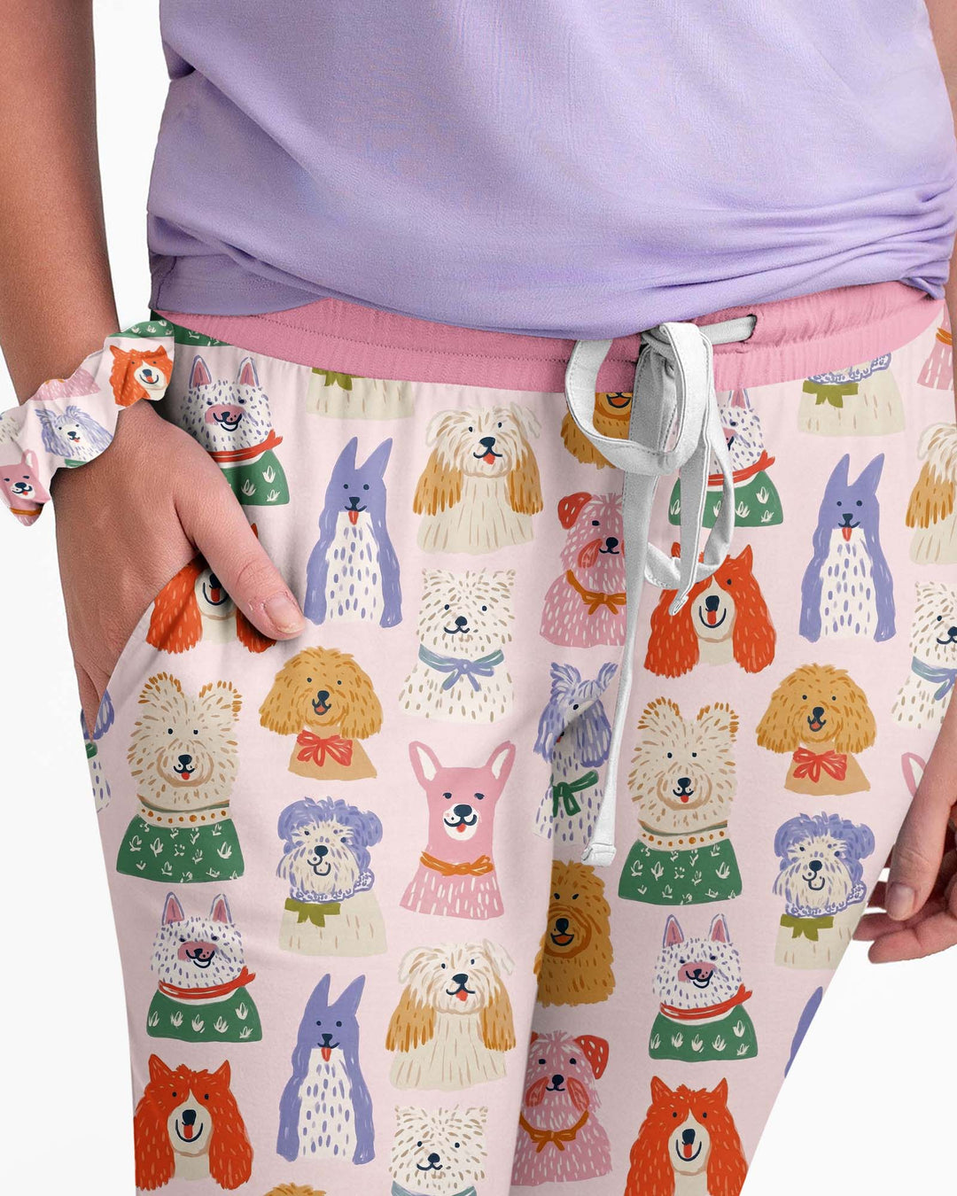 Whimsical Puppy Parade Family Matching Bamboo Women Pajama Set