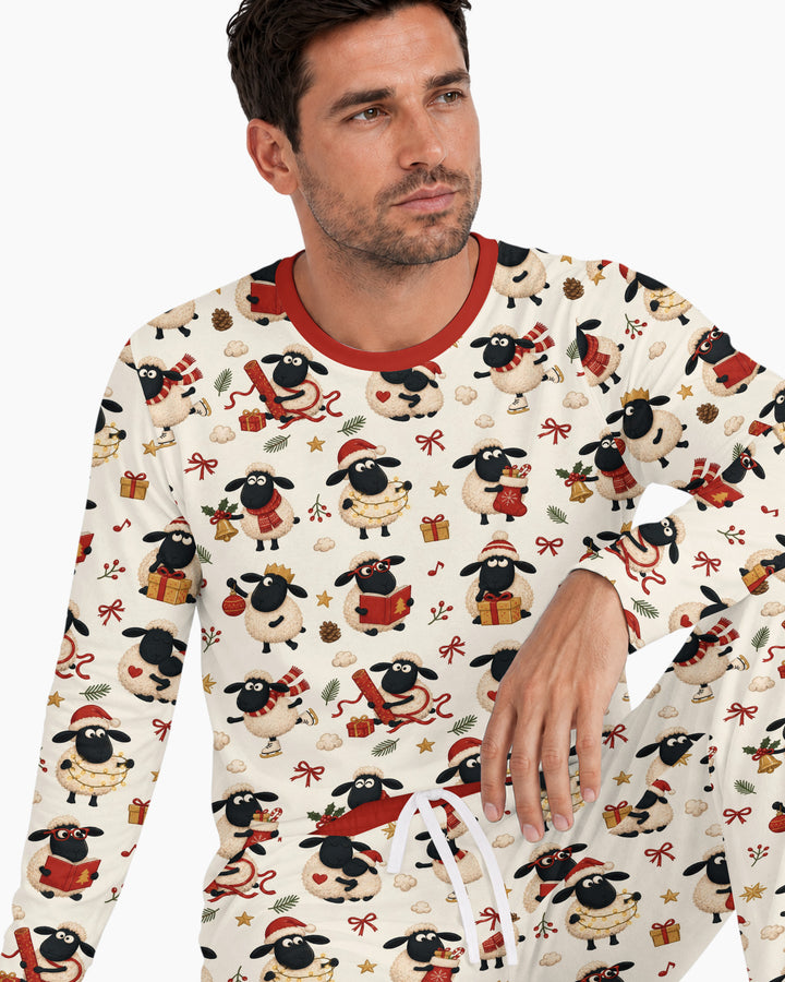 Festive Holiday Sheep Bamboo Men's Pajama Set