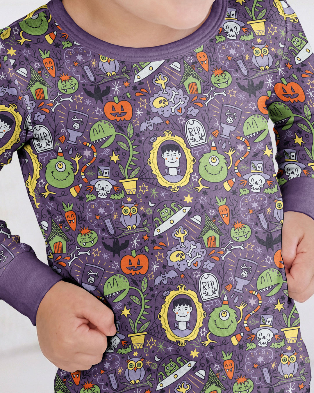 Halloween Monster Fun Bamboo Two Piece Long Sleeve Pajama Set