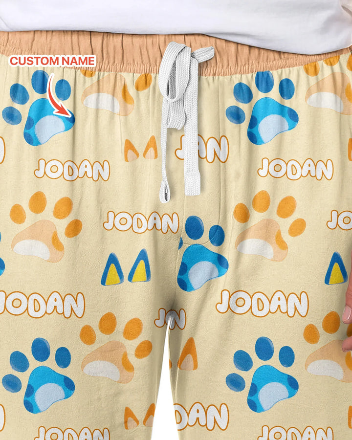 Custom Name Favourite Blue Dog Family Matching Bamboo Men's Pajama Set