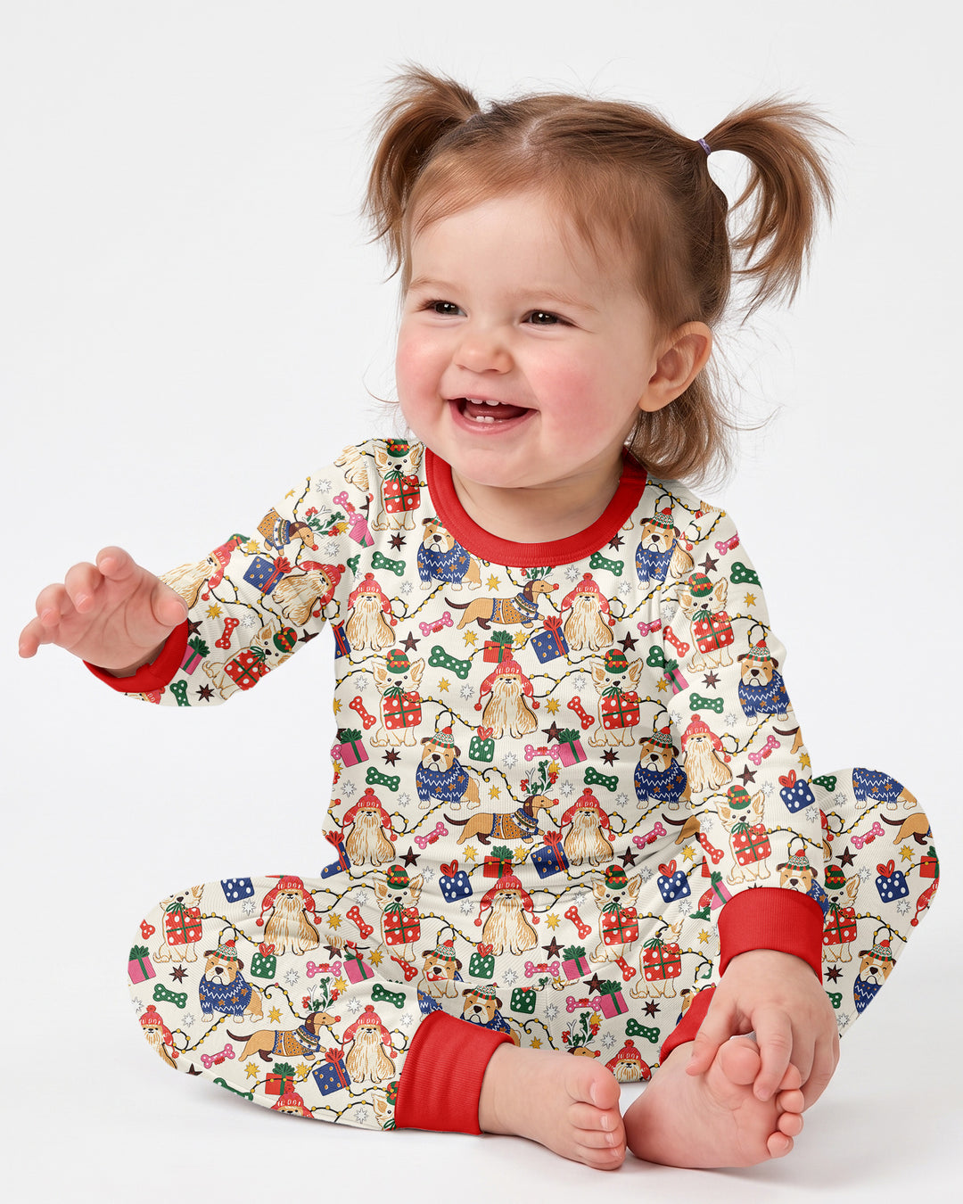 Jolly Christmas Pups Bamboo Two Piece Long Sleeve Pajama Set