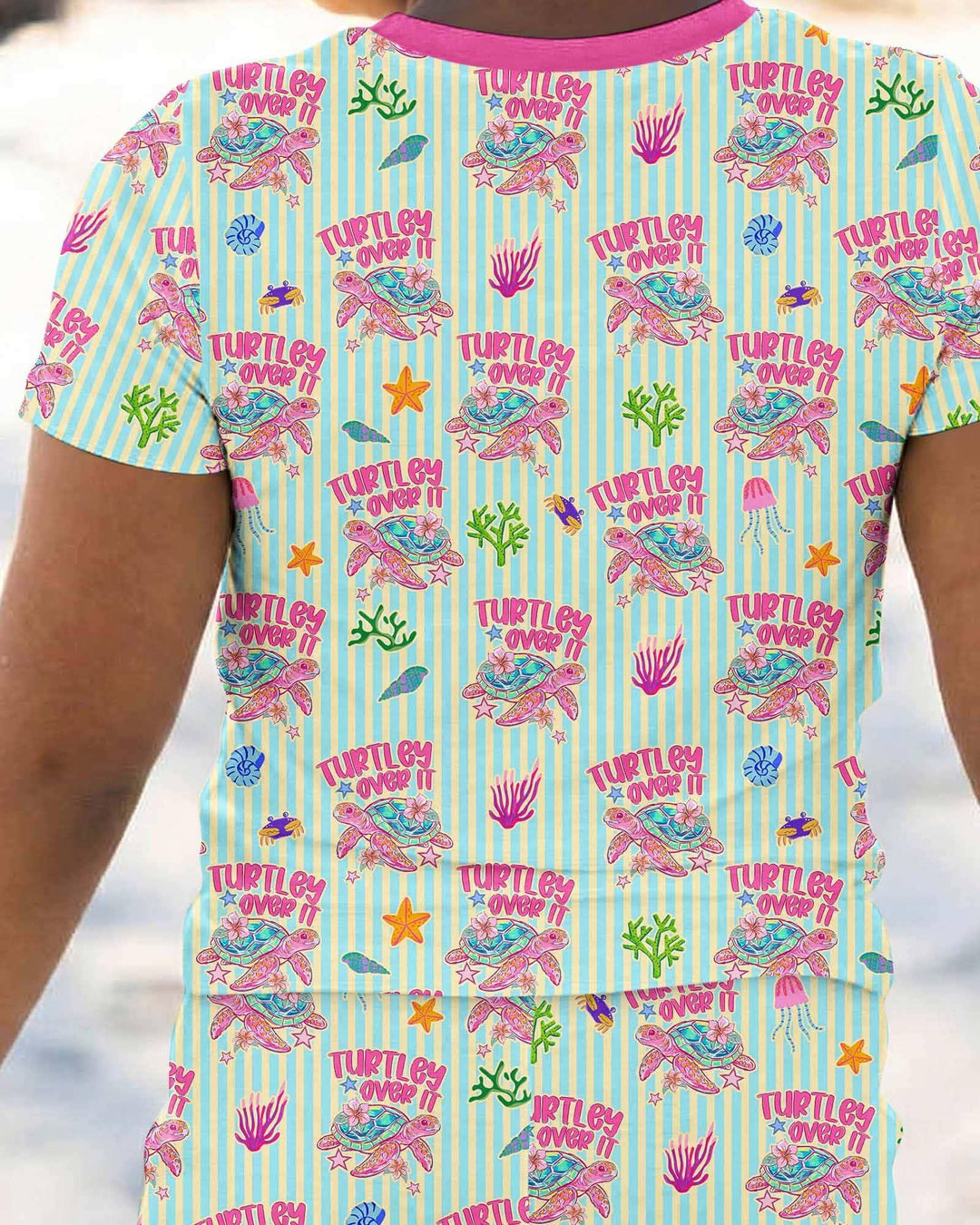 Turtley Over It Family Matching Bamboo Two Piece Short Sleeve Pajama Set