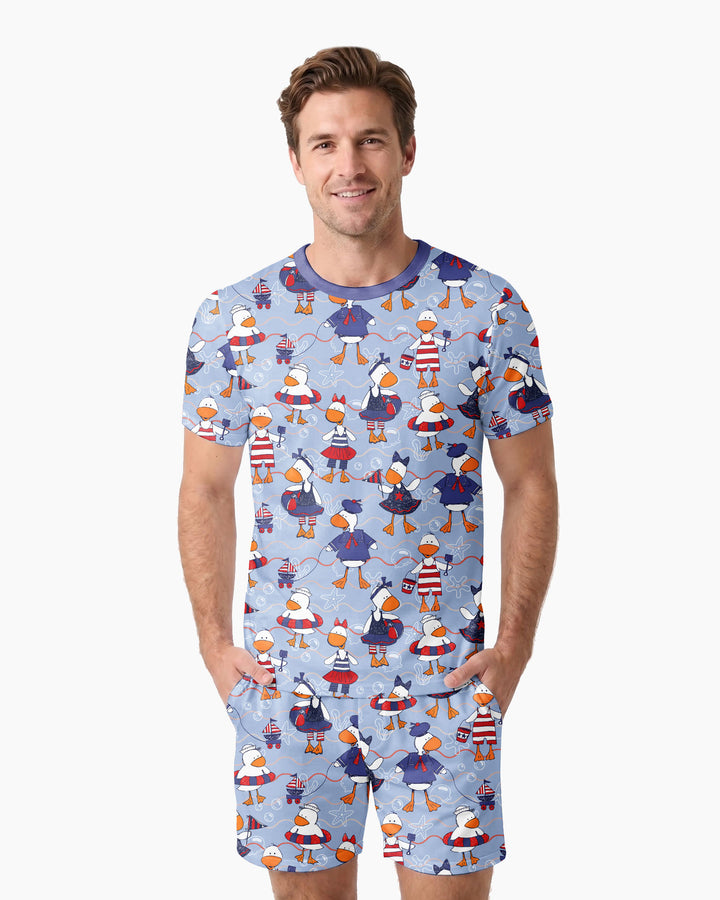 Freedom Floaties Family Matching Bamboo Men Short Sleeve Short Pajama Set