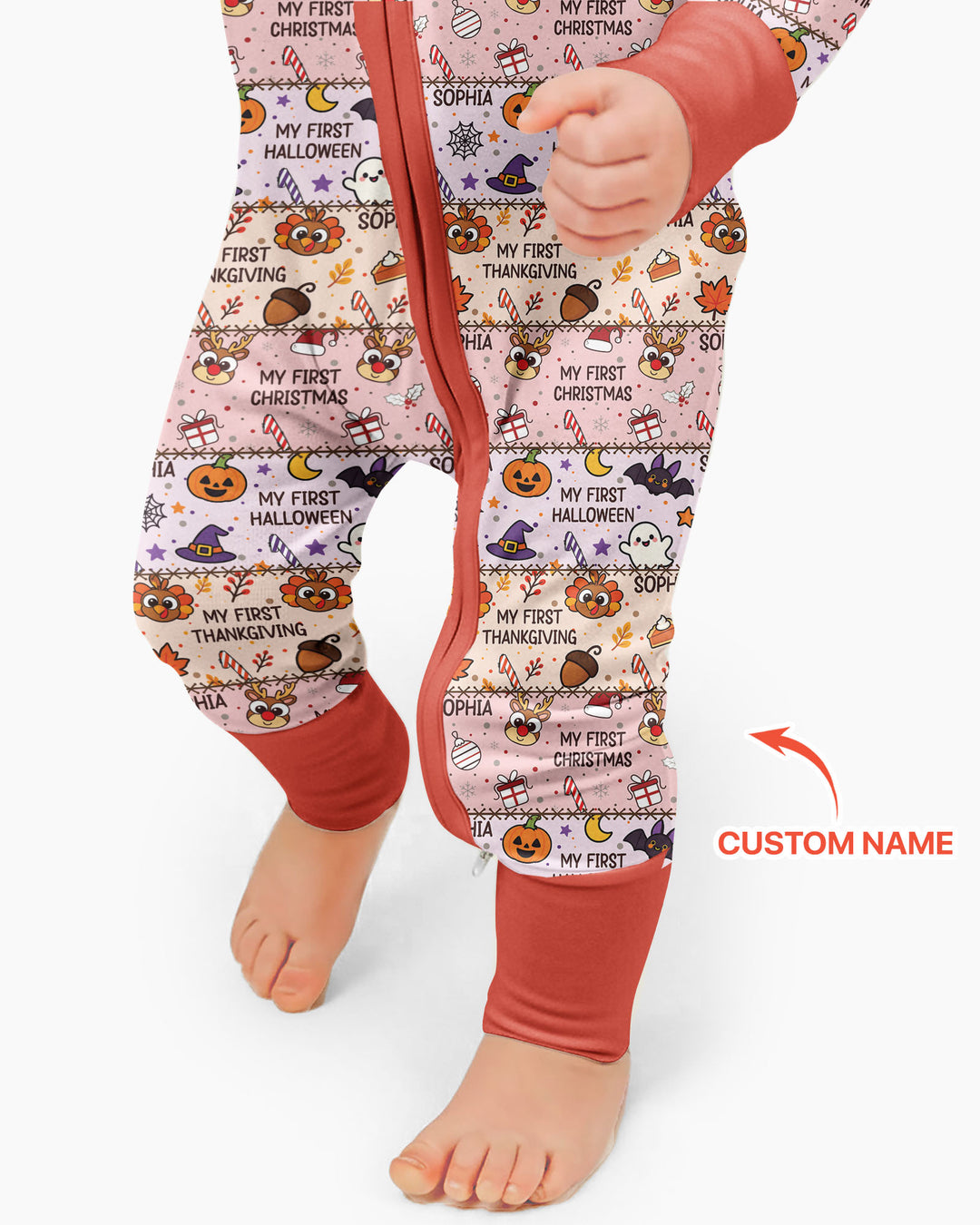 Custom Name My First Hallothanksmas Bamboo Convertible Zippy