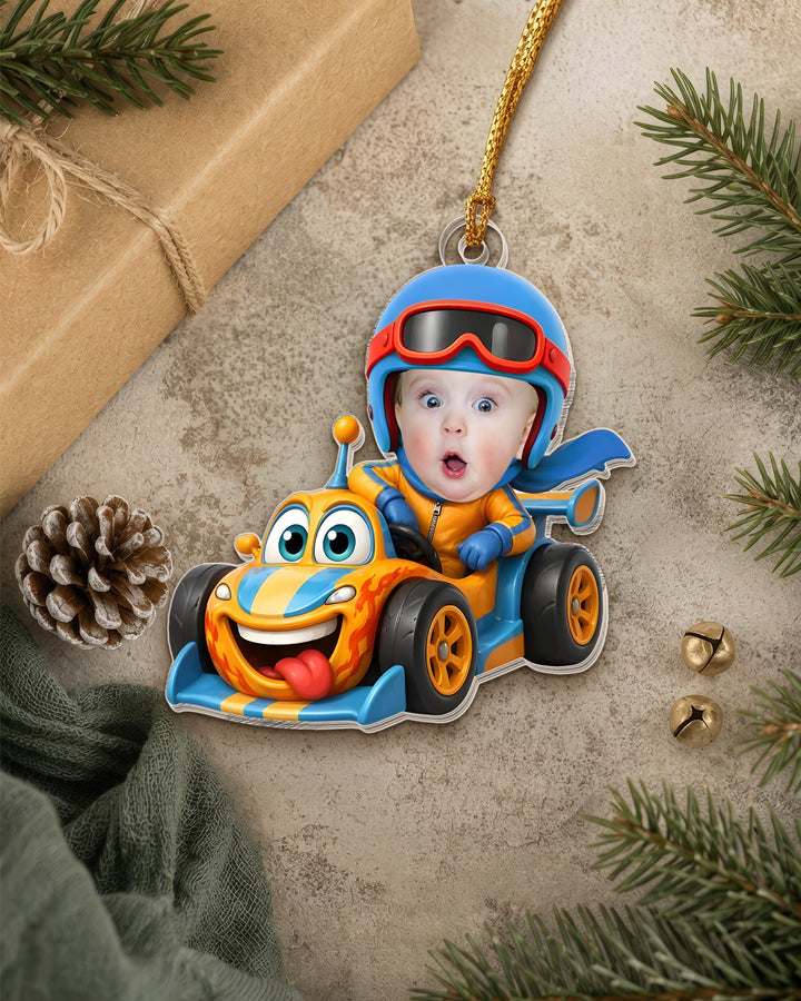 Little Speedster Personalized 1-Side Photo Acrylic Ornament