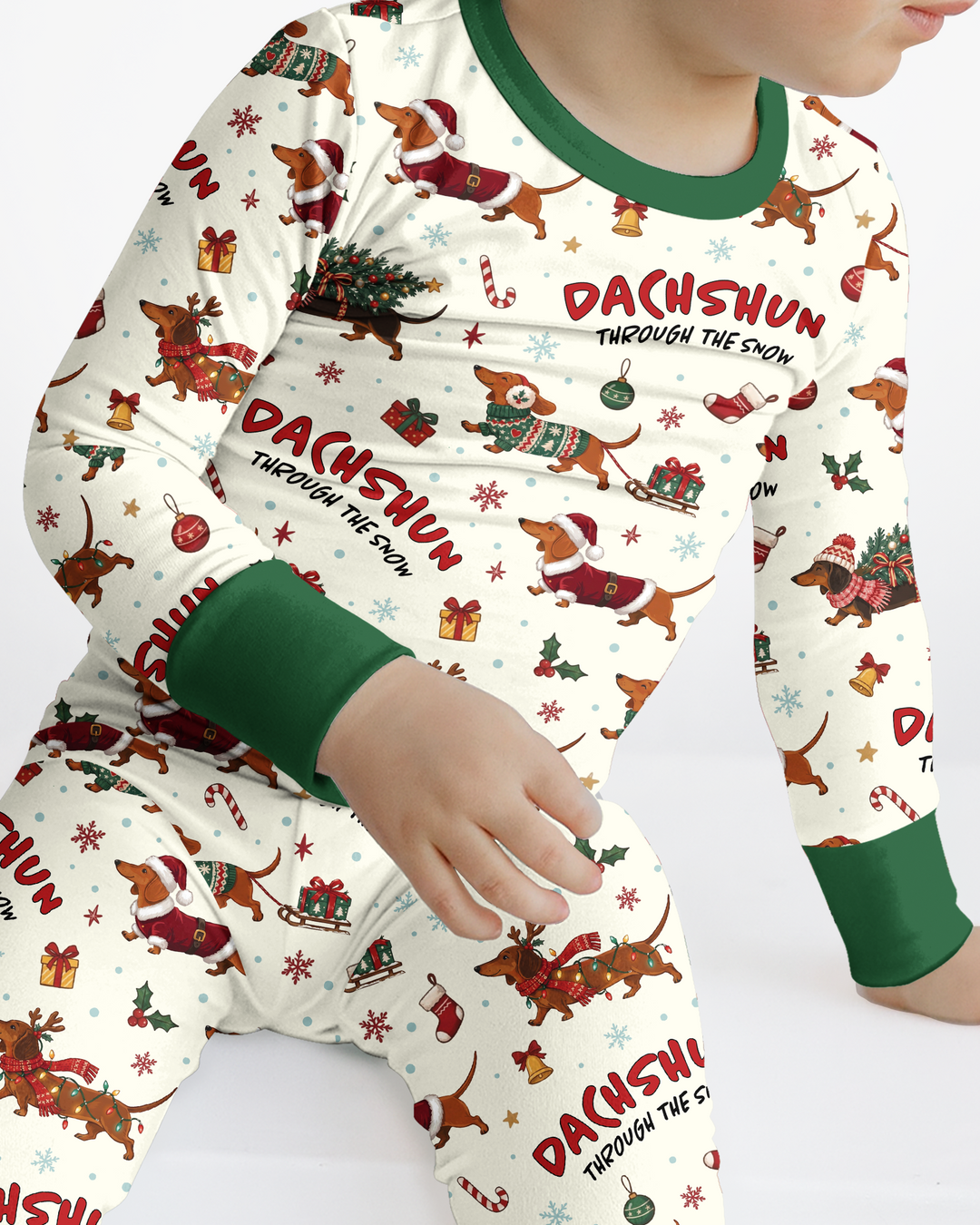 Dachshund Through The Snow Bamboo Two Piece Long Sleeve Pajama Set