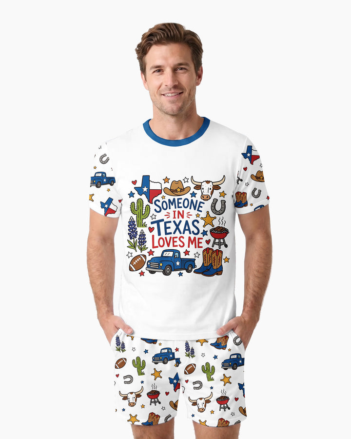 Someone in Texas Loves Me Bamboo Men Short Sleeve Short Pajama Set