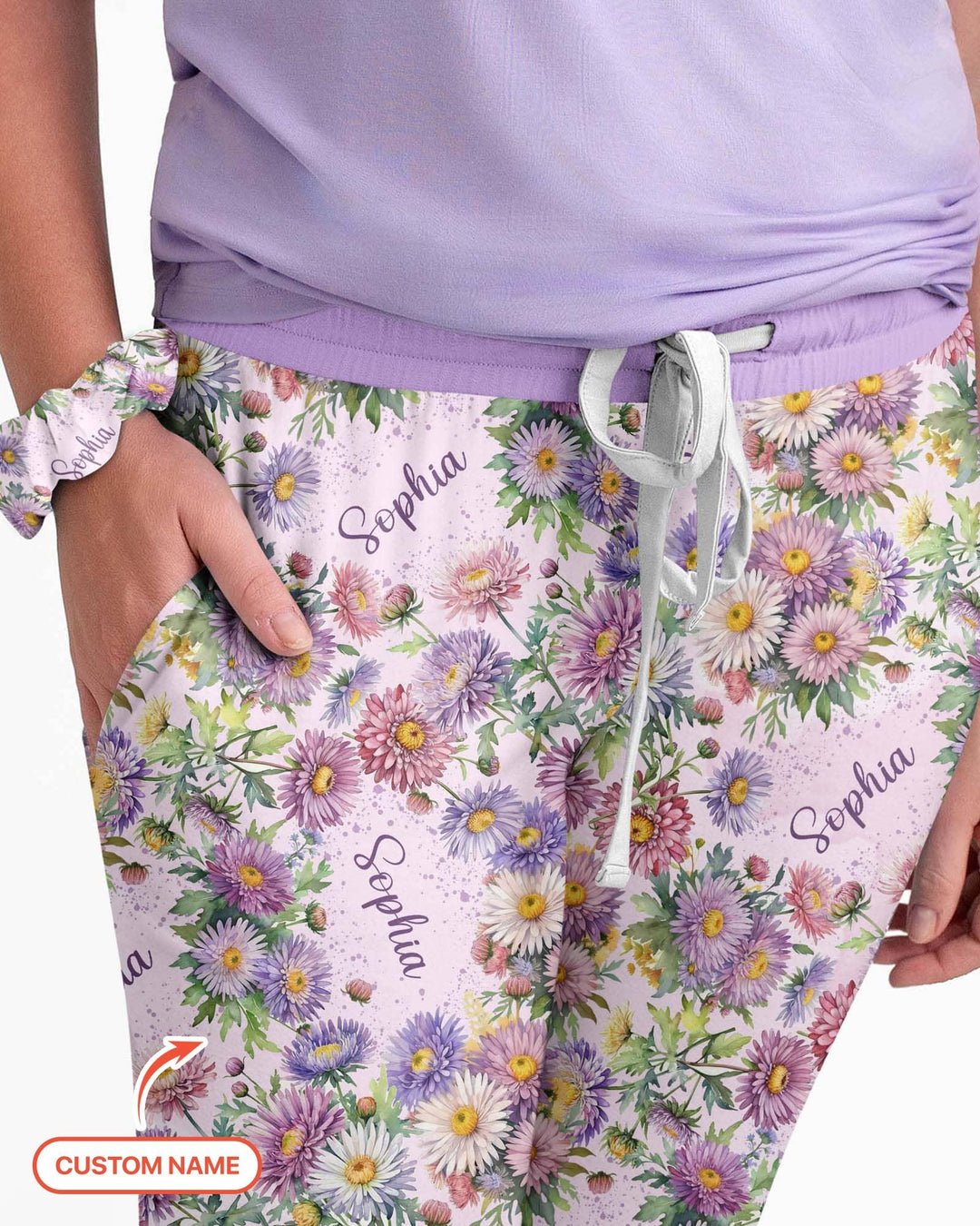 Custom Name Birth Month Flowers Bamboo Women Pajama Set