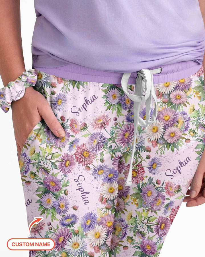 Custom Name Birth Month Flowers Bamboo Women Pajama Set