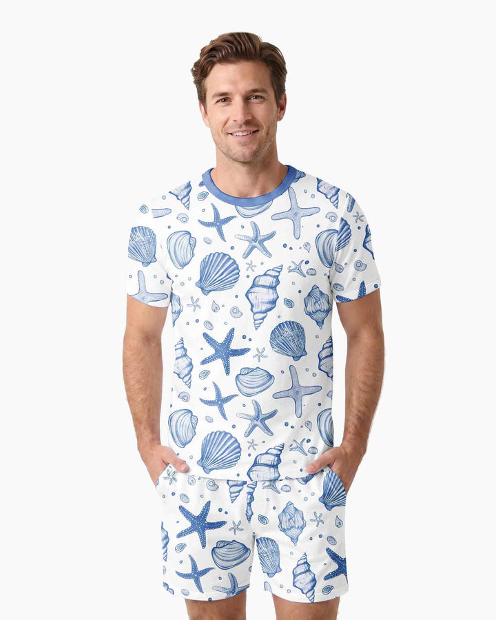 Coastal Charm Family Matching Bamboo Men Short Sleeve Short Pajama Set