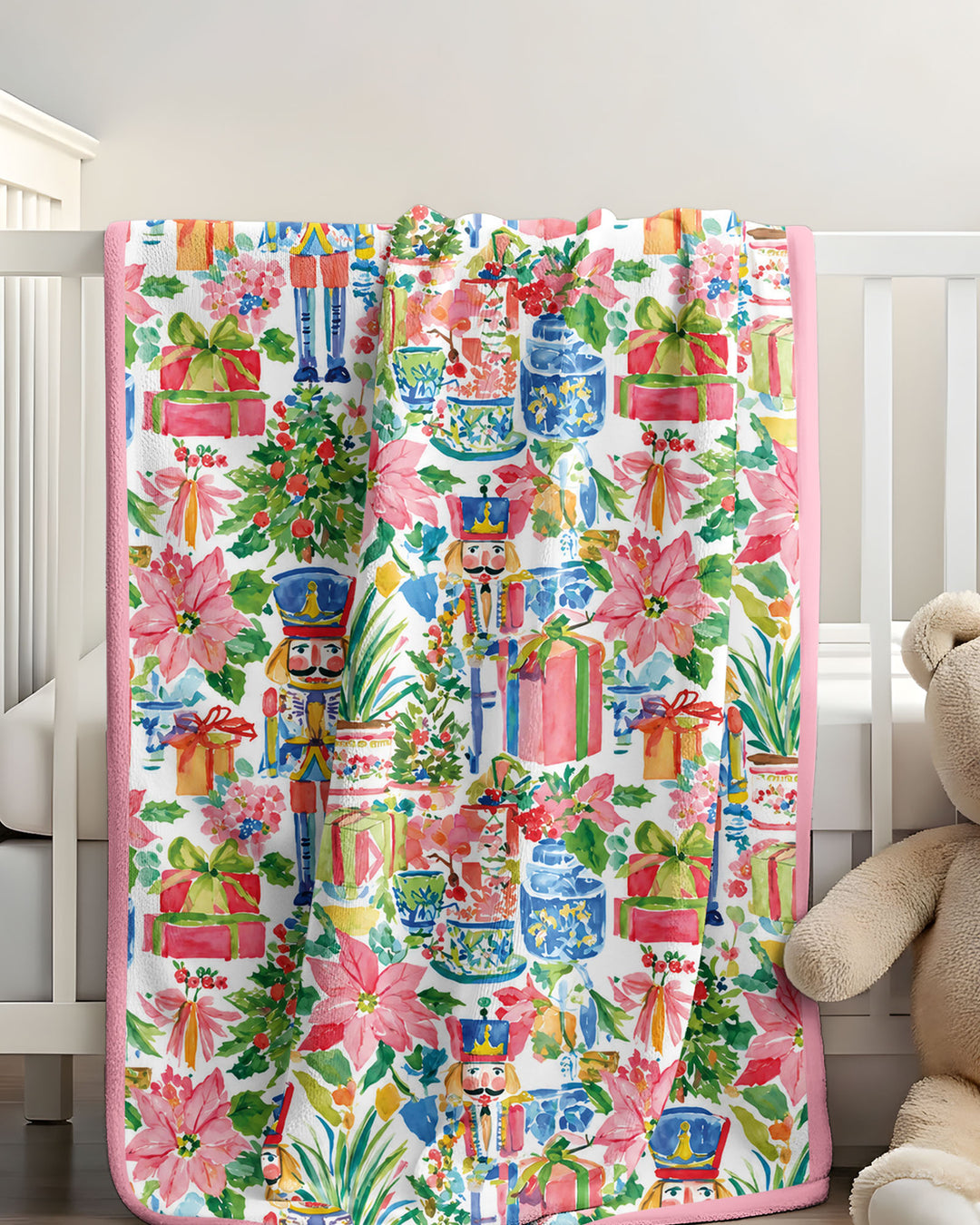 Watercolor Nutcracker Holiday Bamboo Blanket
