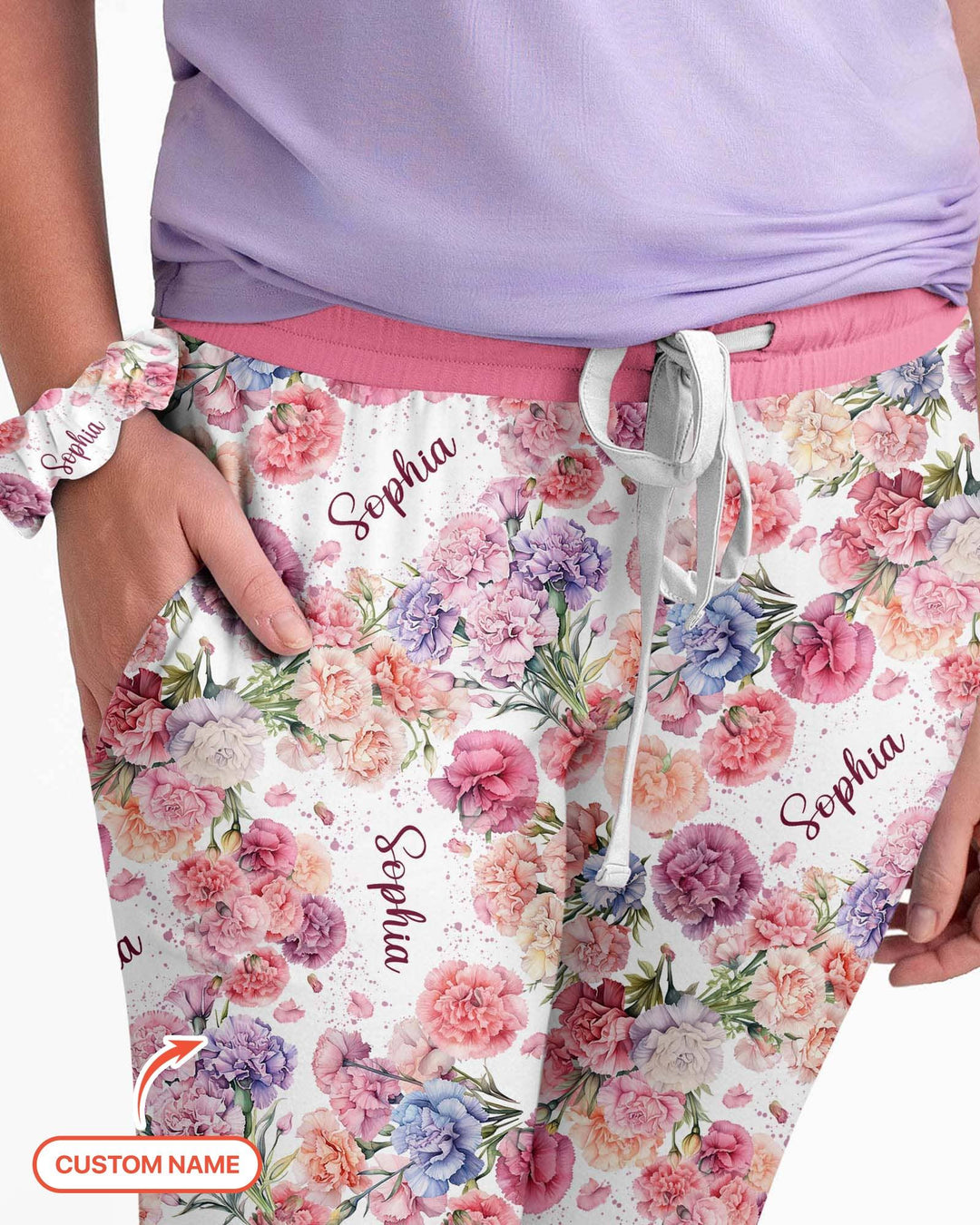 Custom Name Birth Month Flowers Bamboo Women Pajama Set