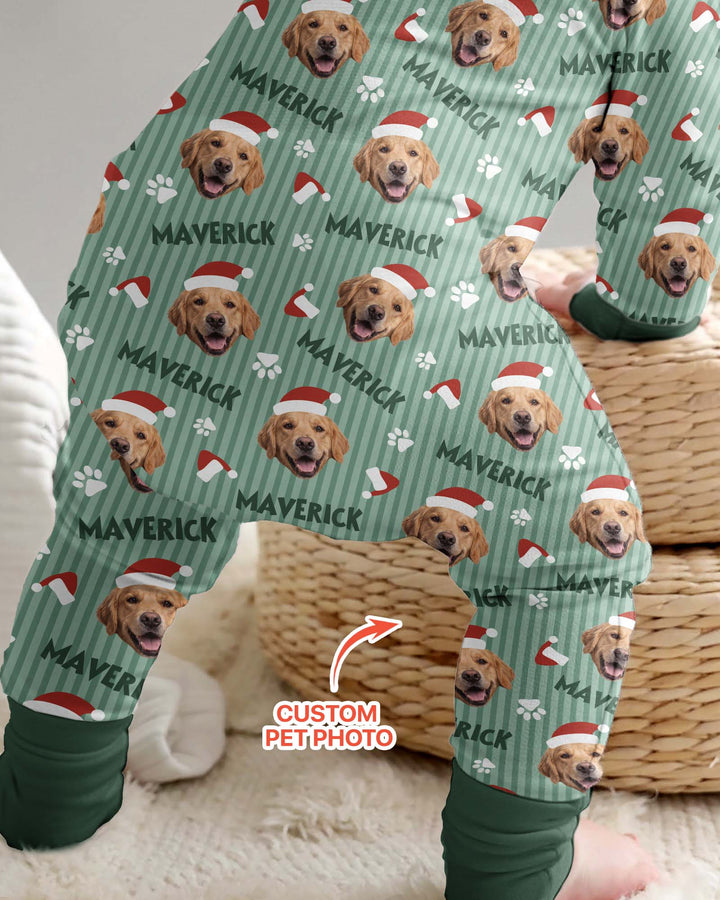 Custom Pet Photo Christmas Paws Stripe Bamboo Convertible Zippy