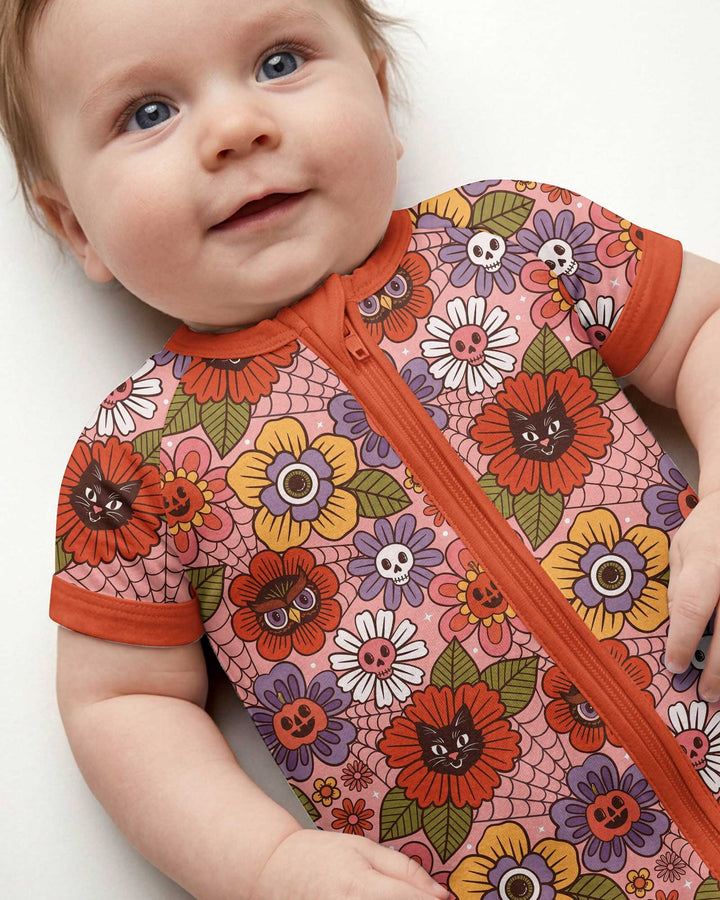 70s Halloween Floral Bamboo Shorty Zippy