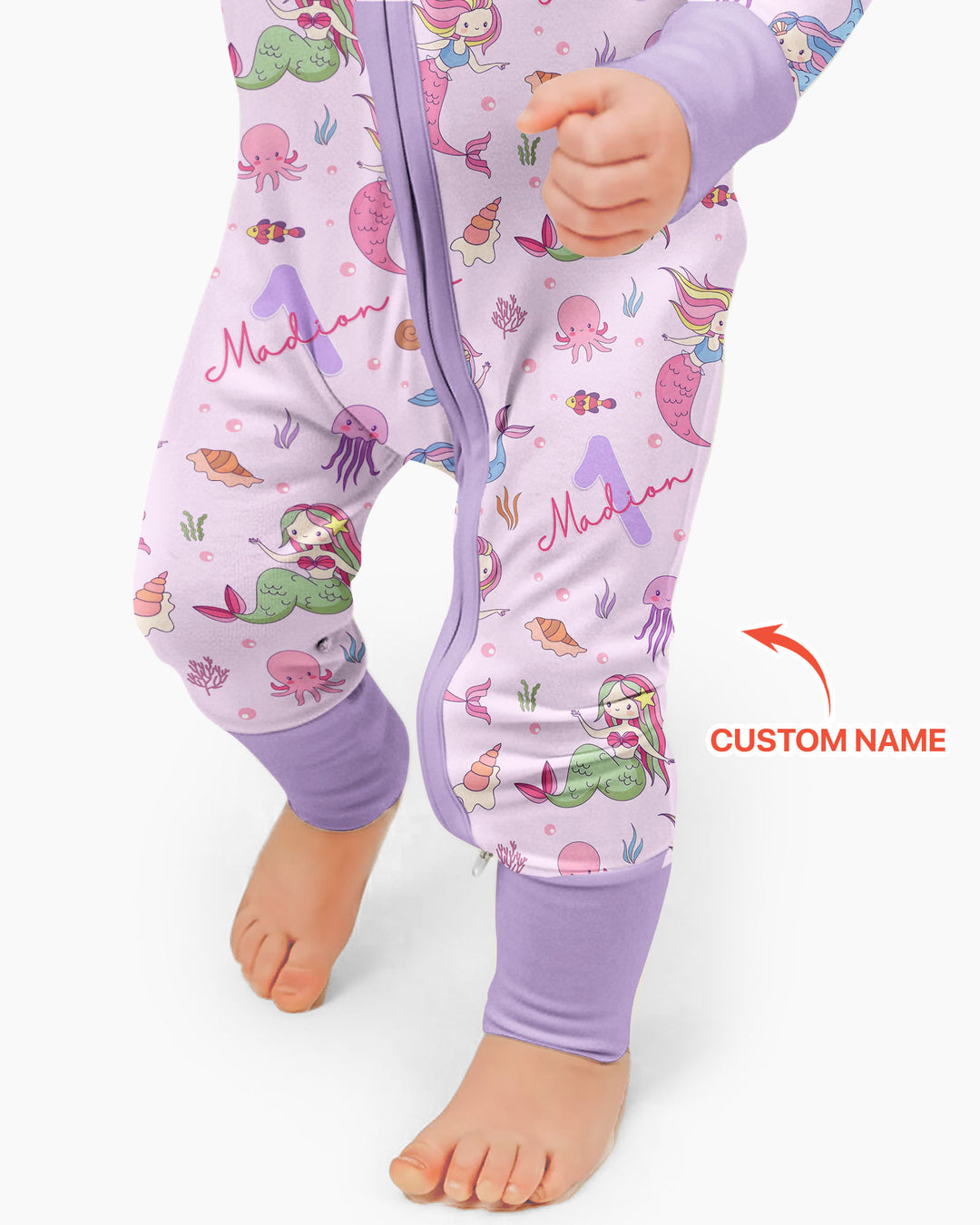 Custom Name Birthday Mermaid Bamboo Convertible Zippy