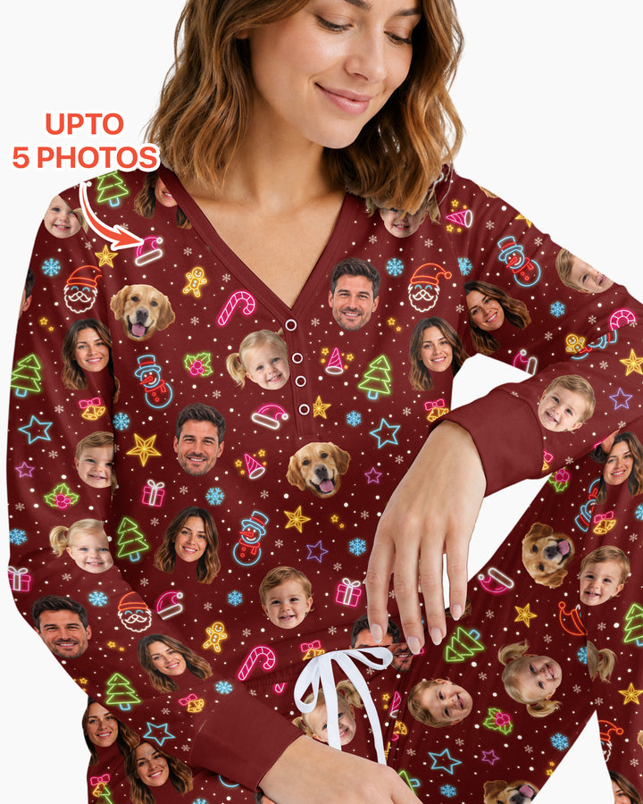 Christmas Faces Bamboo Women Pajama Set