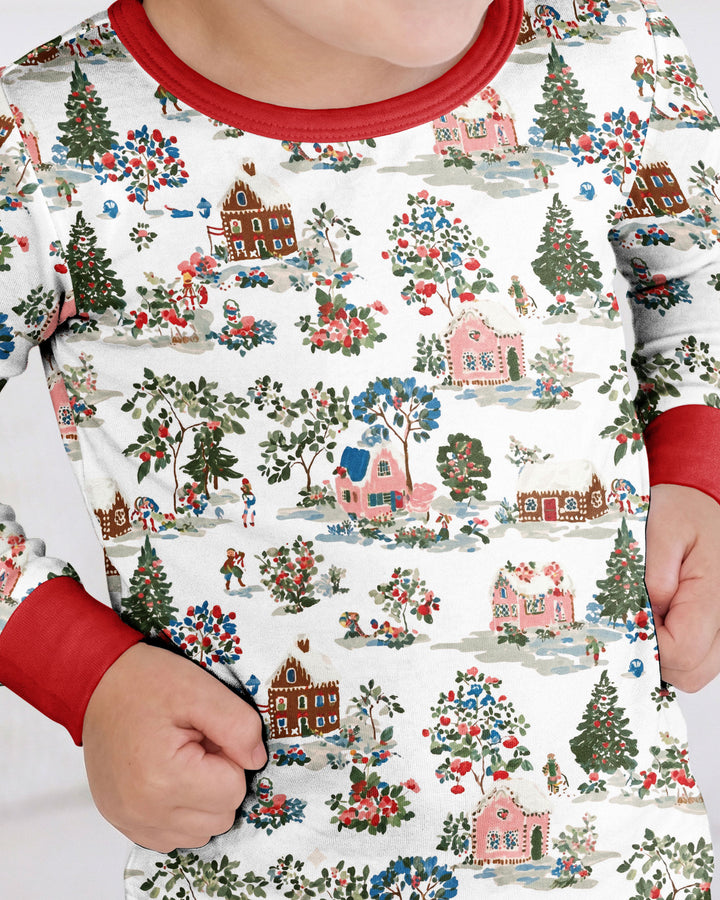 Christmas Village Winter Holiday Bamboo Two Piece Long Sleeve Pajama Set