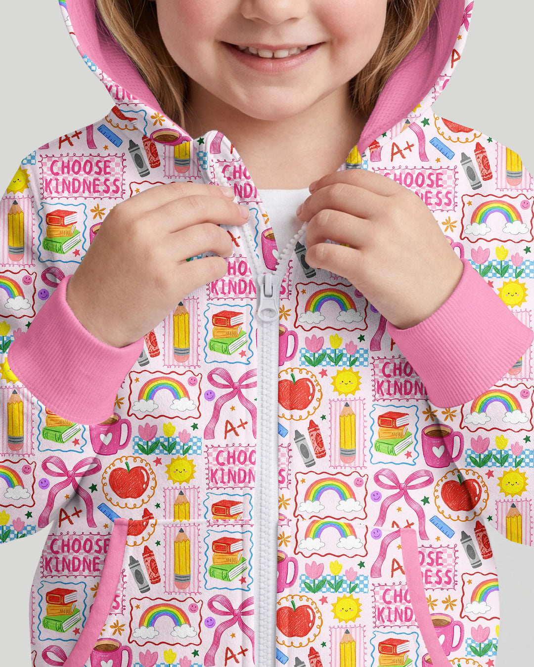 Kindness School Girl Bamboo Zip Hoodie