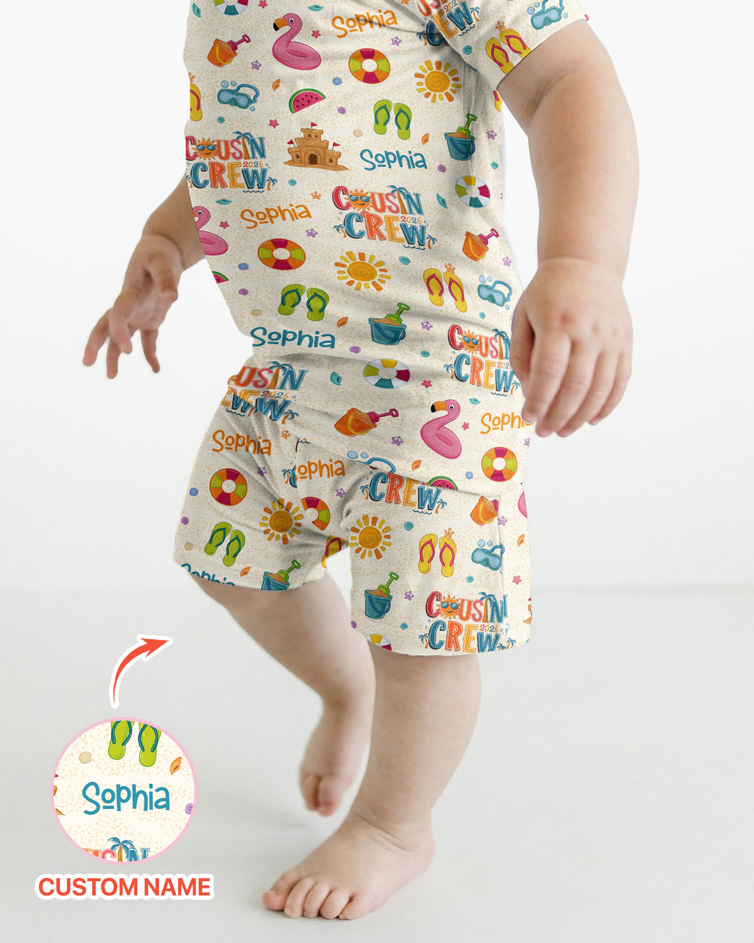Custom Name Summer 2026 Cousin Crew Bamboo Two Piece Short Sleeve Shorts Pajama Set