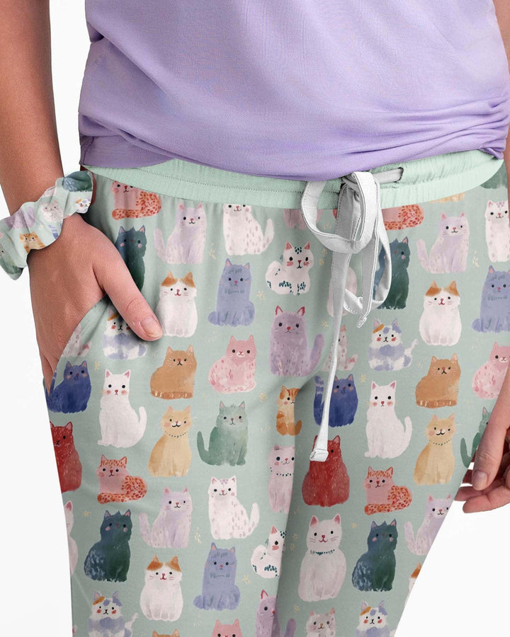 Enchanted Happy Kitty Family Matching Bamboo Women Pajama Set