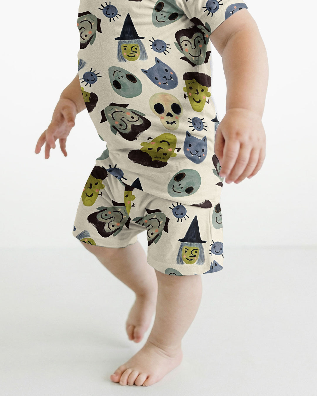 Halloween Face Bamboo Two Piece Short Sleeve Shorts Pyjamas Set