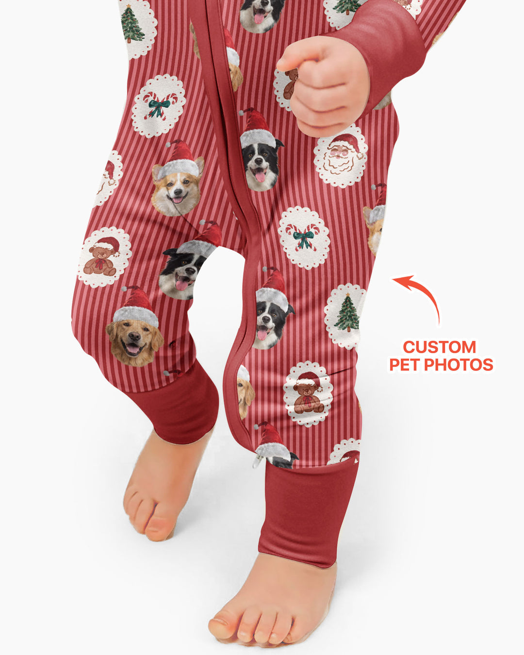 Custom Pet Face Christmas Cameo Bamboo Convertible Zippy