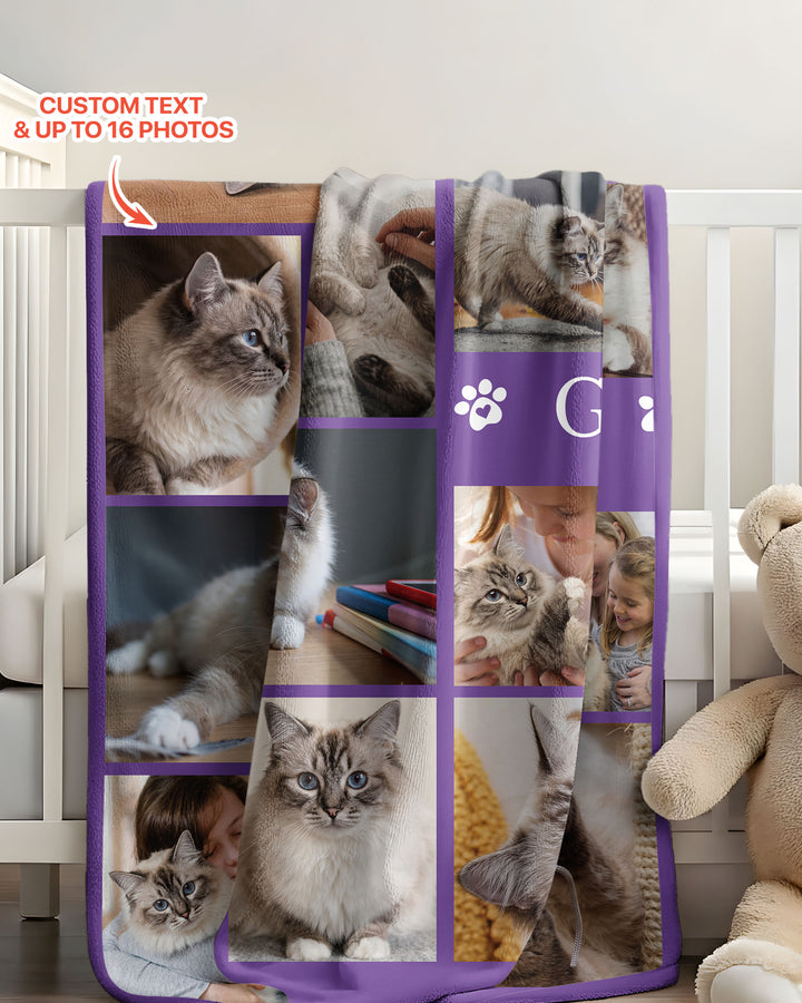 Custom Pet Photo Collage Bamboo Blanket