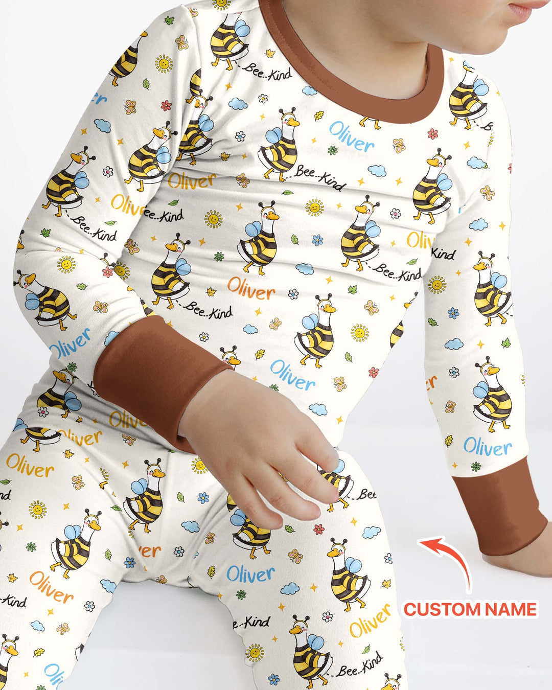 Custom Name Bee Kind The Goose Bamboo Two Piece Long Sleeve Pajama Set