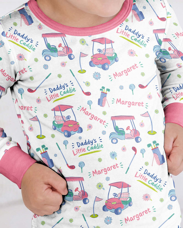 Daddy's Little Caddie Custom Name Bamboo Two Piece Long Sleeve Pajama Set