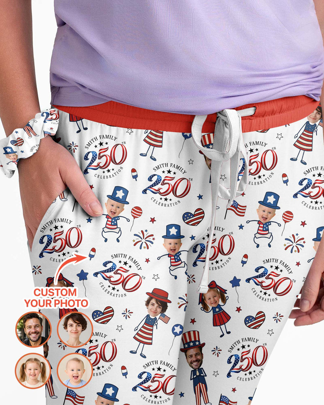 Custom Photo Smith Family Celebration Bamboo Women Pajama Set