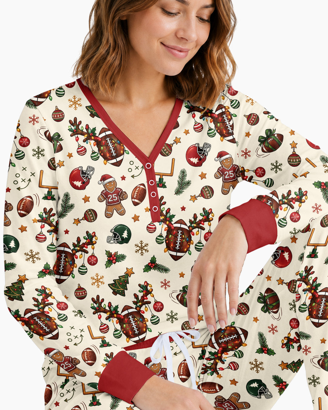 Football Christmas Merry Kickmas Bamboo Women Pajama Set