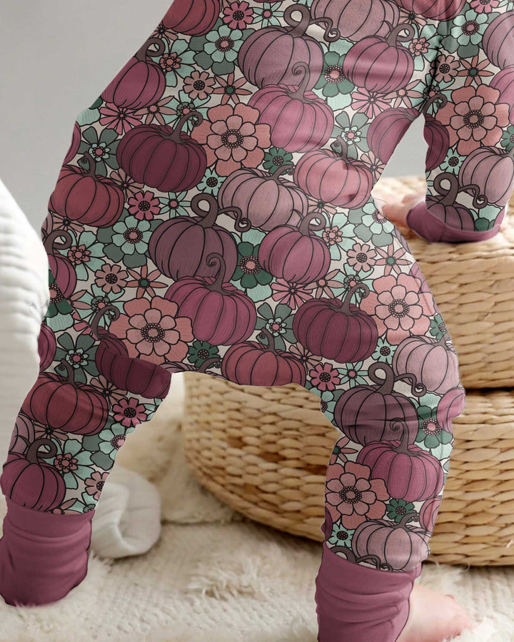 Retro Floral Pumpkin Patch Bamboo Convertible Zippy