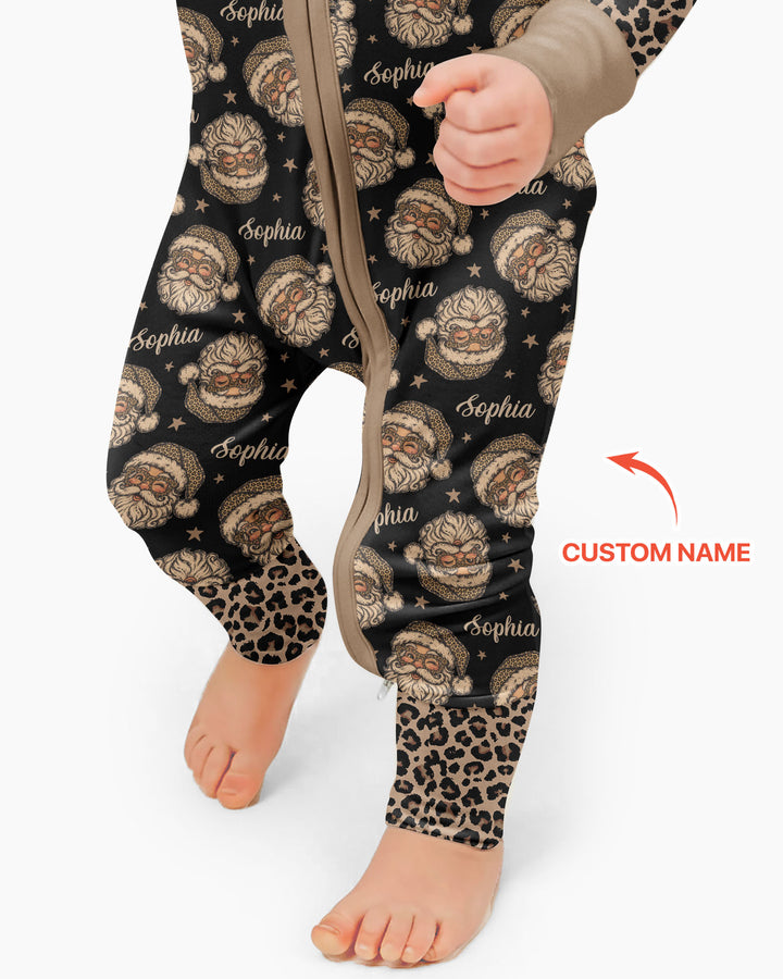 Custom Name Vintage Leopard Santa Bamboo Convertible Zippy
