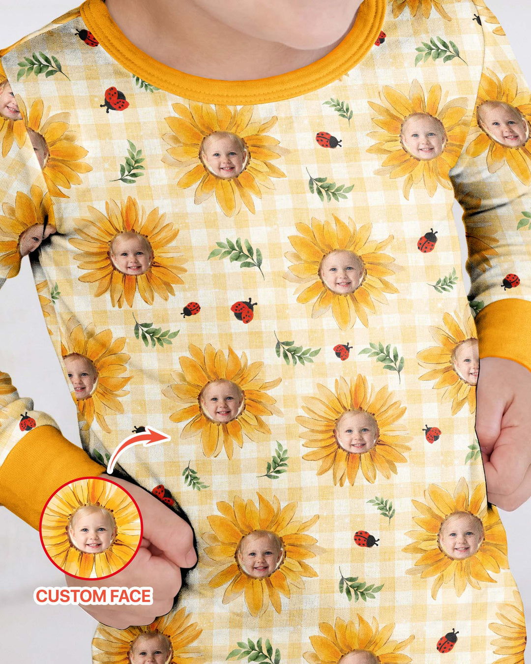 Custom Photo Be The Sunshine Bamboo Two Piece Long Sleeve Pajama Set