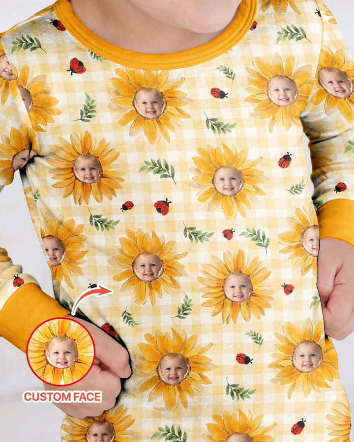 Custom Photo Be The Sunshine Bamboo Two Piece Long Sleeve Pajama Set