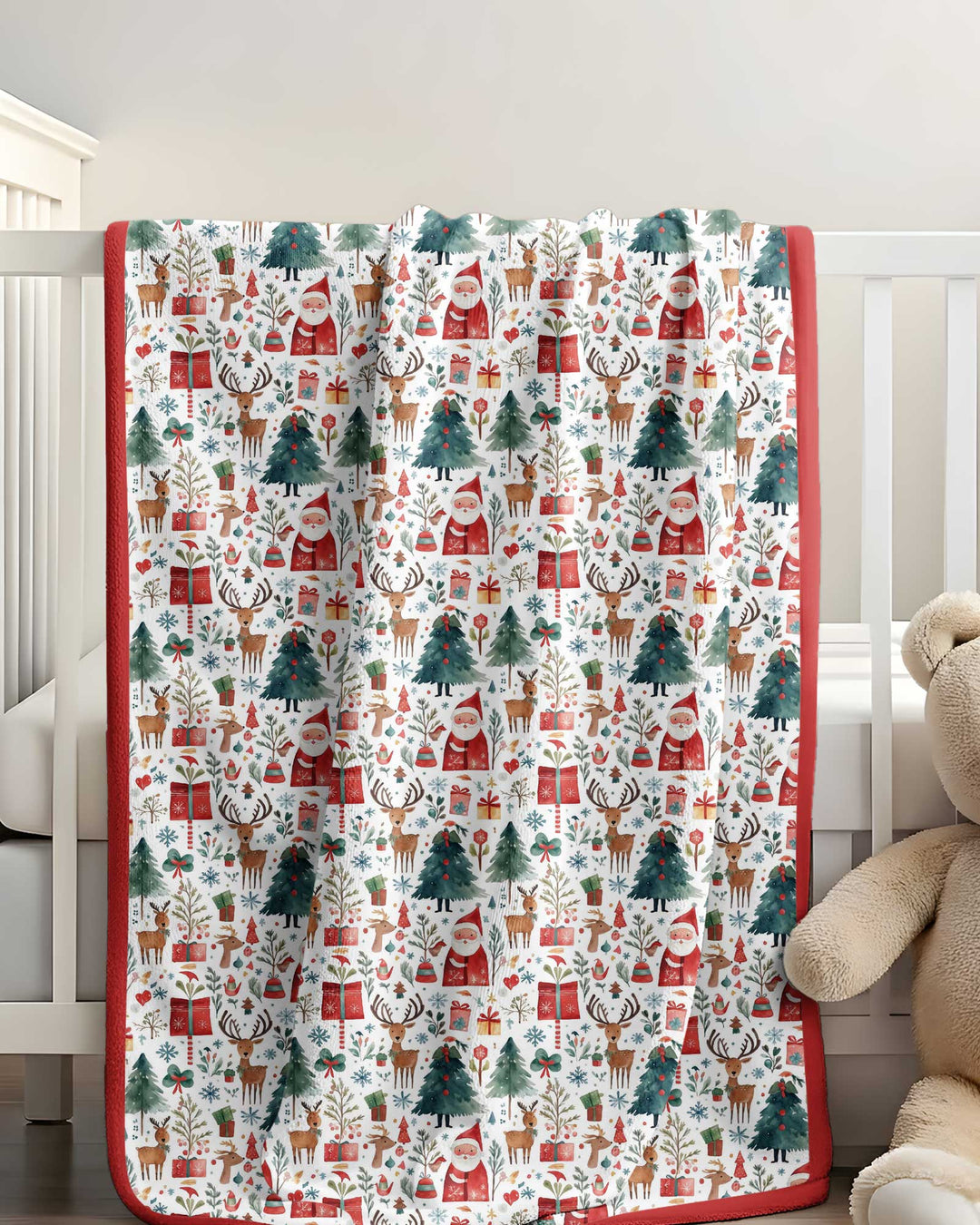 Christmas Tree Santa Bamboo Blanket