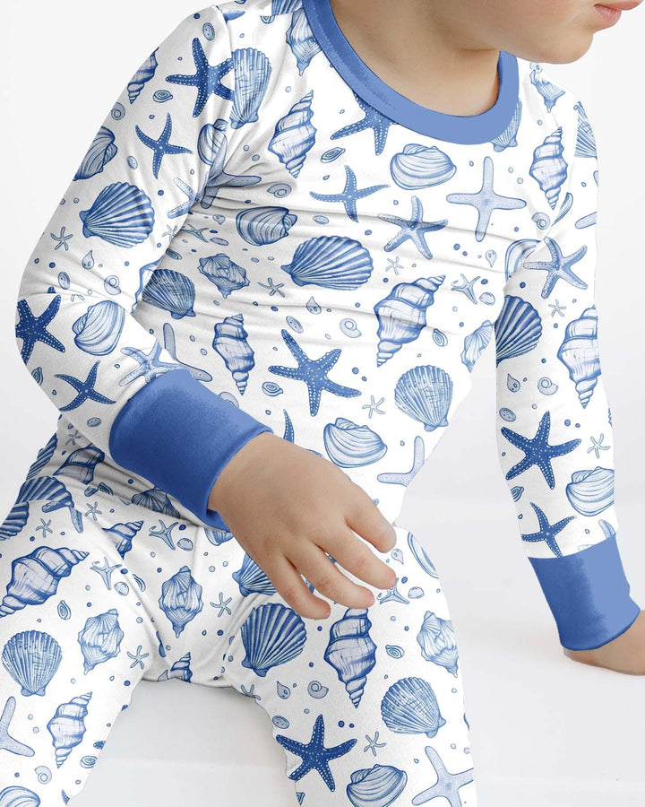 Coastal Charm Family Matching Bamboo Two Piece Long Sleeve Pajama Set