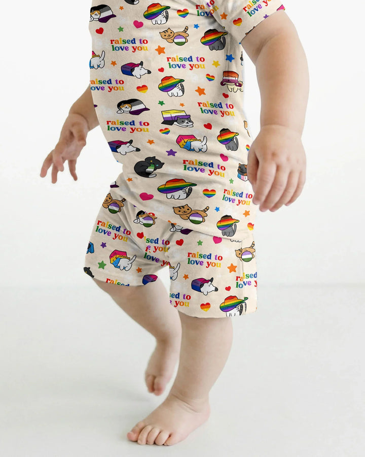 Rainbow Paws Family Matching Bamboo Two Piece Short Sleeve Shorts Pajama Set