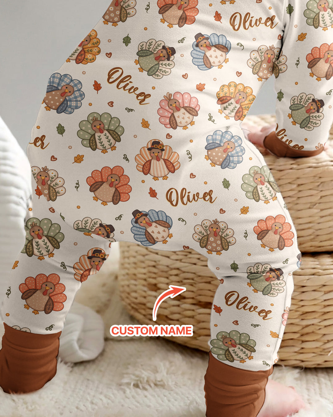 Custom Name Boho Turkey Bamboo Convertible Zippy