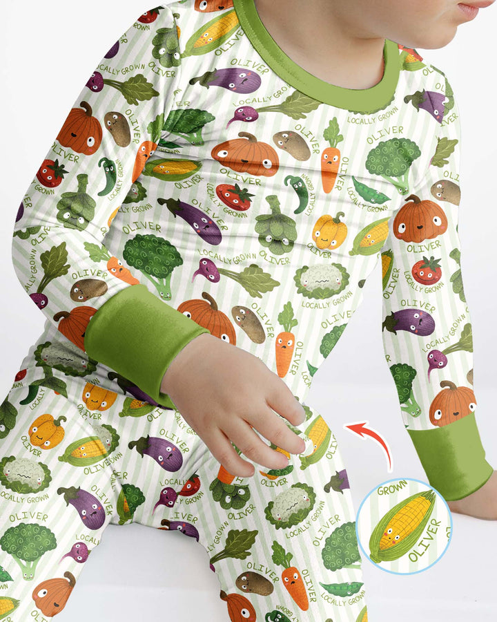 Locally Grown Baby Custom Name Bamboo Two Piece Long Sleeve Pajama Set